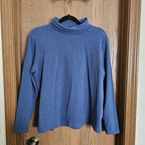 HKM Blue Mock Neck Knit Top | Long Sleeve | Size XL